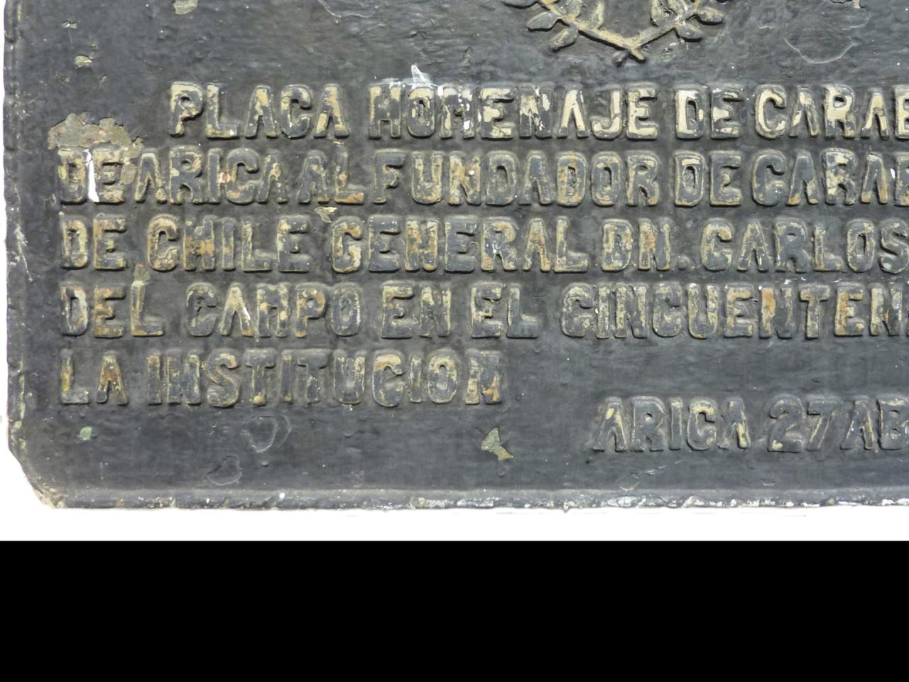 Imagen del monumento Placa Homenaje A Carabineros De Arica Al Fundador De Carabineros De Chile Gral. Carlos Ibañez Del Campo
